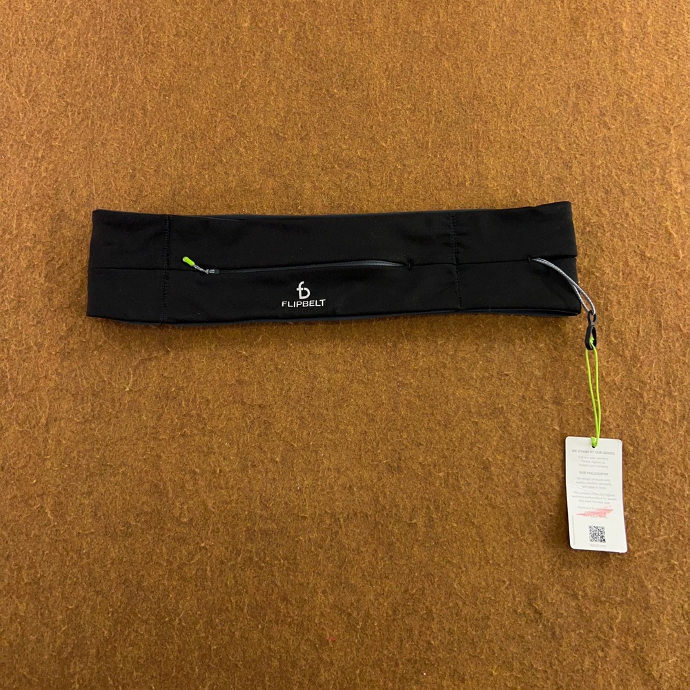 FlipBelt Unisex Large Black Zipper Pouch Reflective Running Waist Belt NWT